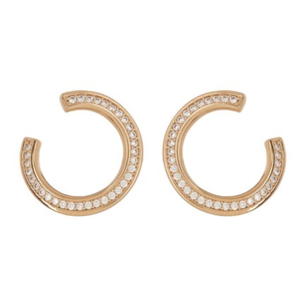 Nadri Curved CZ Front to Back Hoop Earrings - NWT